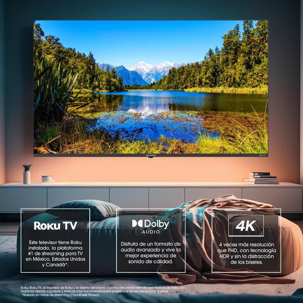 Pantalla 55" SHARP ULTRA HD LED Roku TV 4T-C55EL8UR image number 7