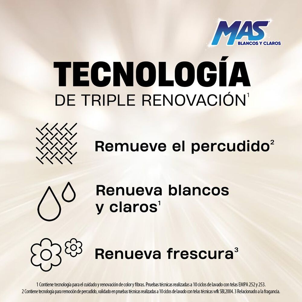 Detergente L&iacute;quido Blancos y Claros MAS 10L image number 1