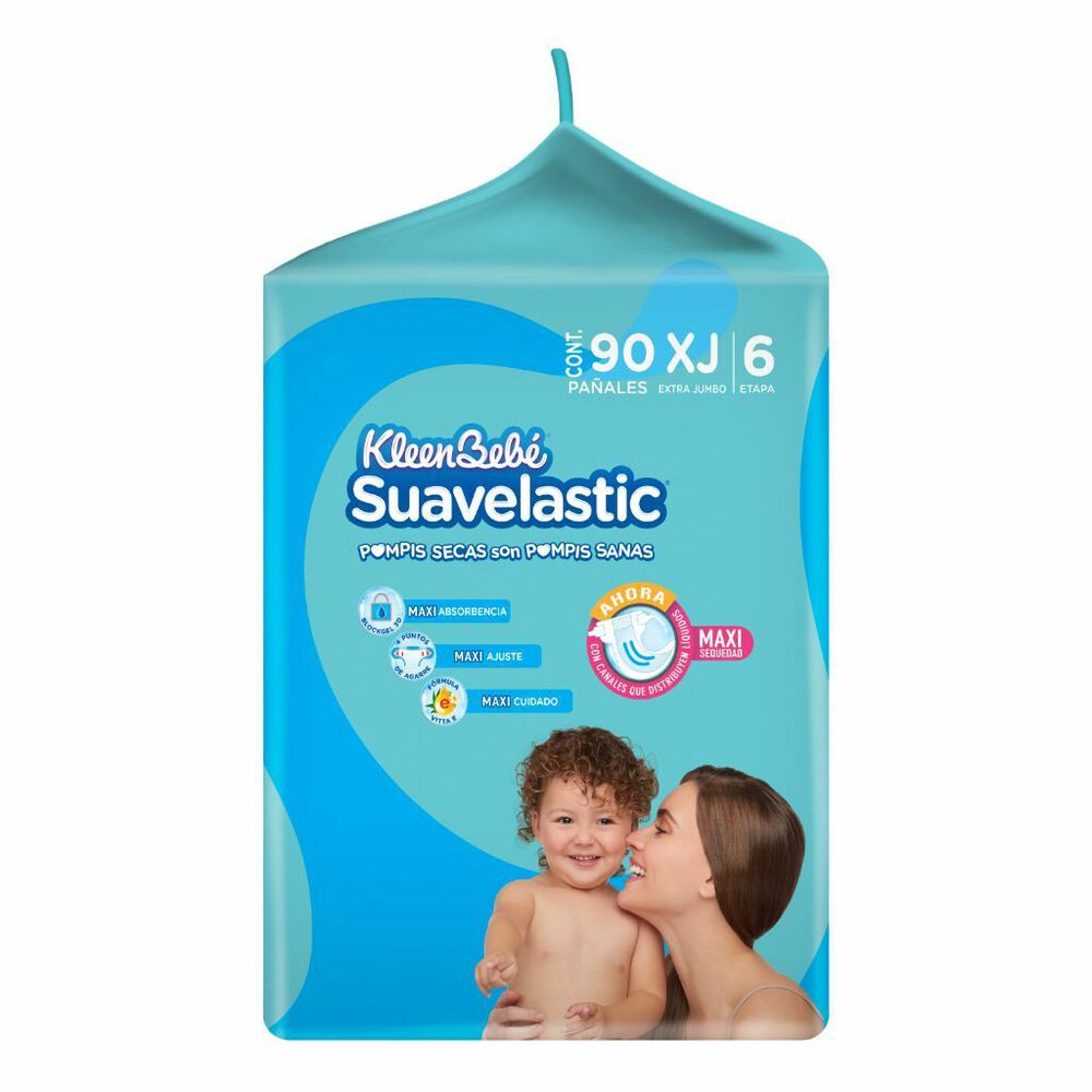 Pa&ntilde;al Extra Jumbo KleenBeb&eacute; Suavelastic 90 pzas image number 3