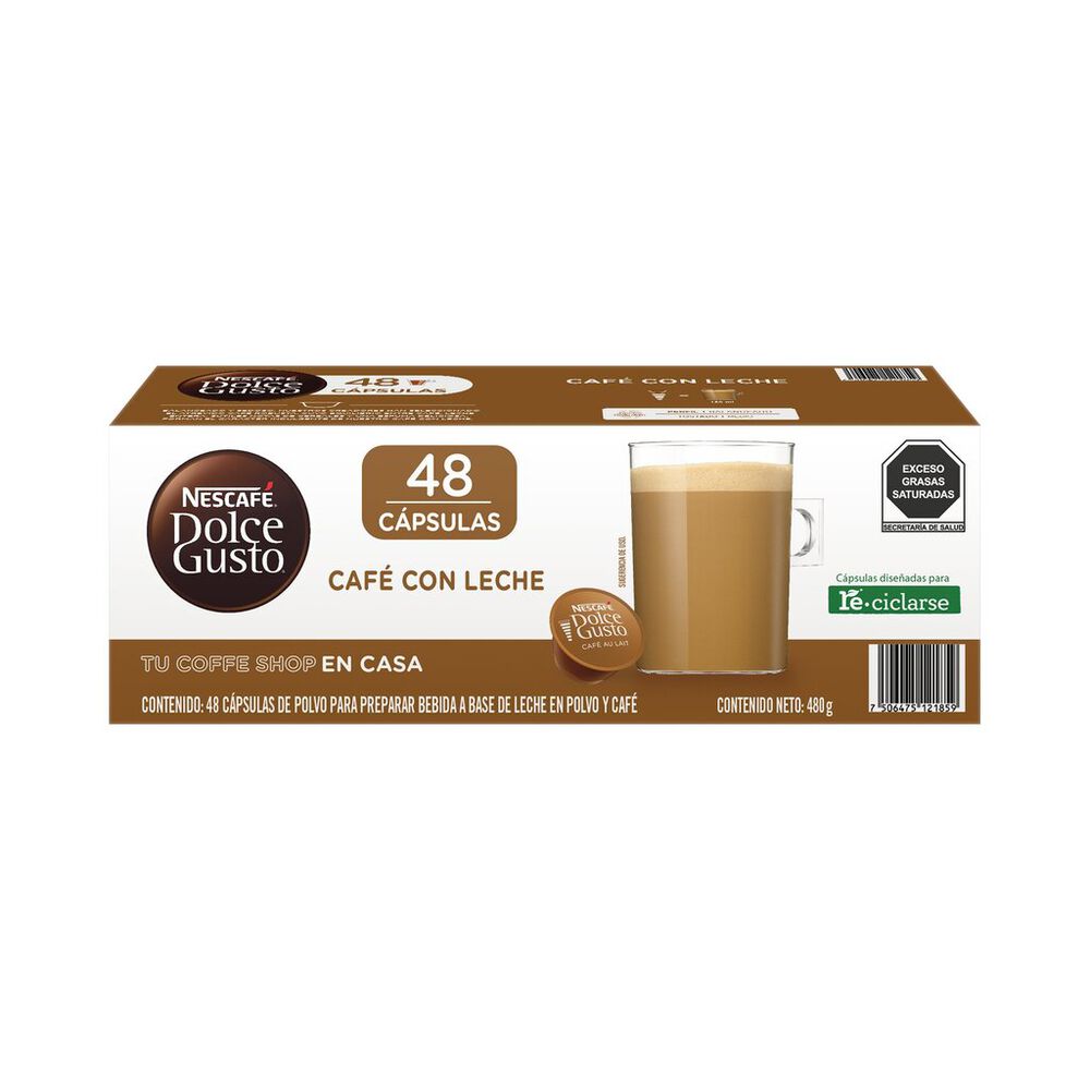C&aacute;psulas Caf&eacute; con Leche Nescaf&eacute; Dolce Gusto 48 Piezas image number 2