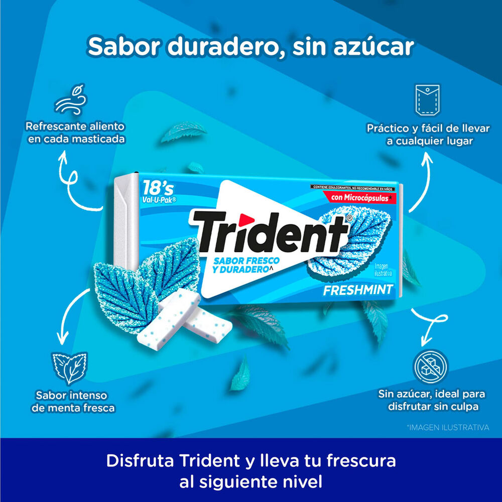 Chicle Trident Fresh Mix Mentol/Eucalipto 30.6 Gr image number 1