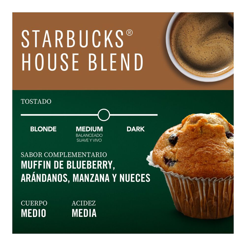 Caf&eacute; Starbucks by Nescaf&eacute; Dolce Gusto House Blend 12 C&aacute;psulas image number 3
