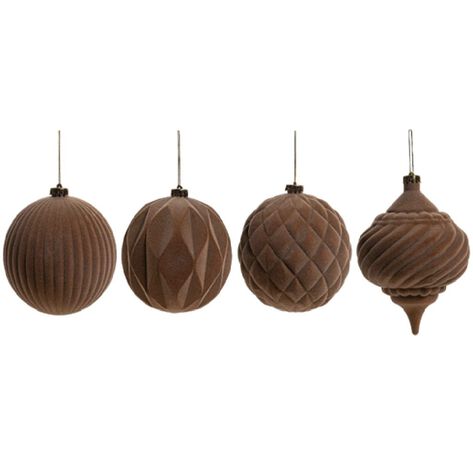 Set 4 Ornamentos de Terciopelo Caf&eacute;