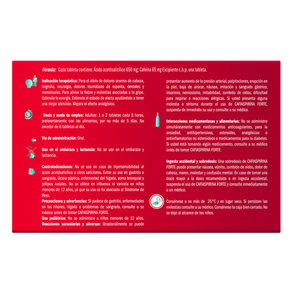 Cafiaspirina forte con 24 tabletas 2 pack image number 3