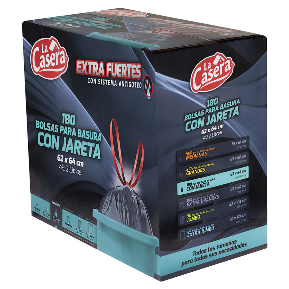 Bolsas para Basura con Jareta La Casera 180 pzas / 49.2 L image number 1