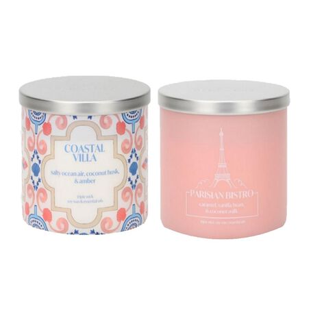2 Pack Velas Arom&aacute;ticas Caf&eacute; Parisino y Villa Costera Amari