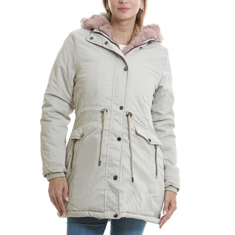 Chamarra Con Gorro Beige Talla M Ann Miller
