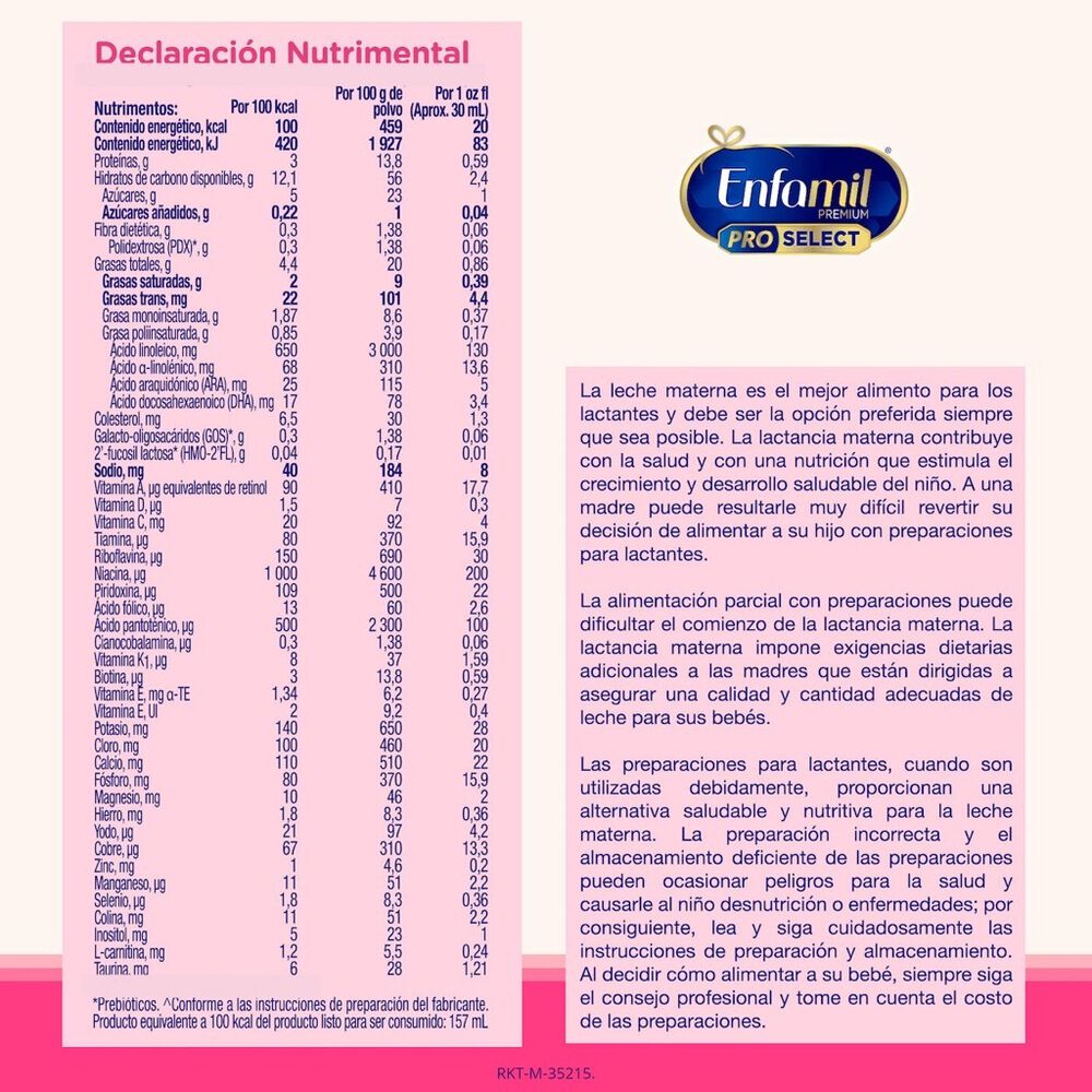 F&oacute;rmula Infantil Etapa 6-12 Meses Enfamil Pro Select  1.8 kg image number 3