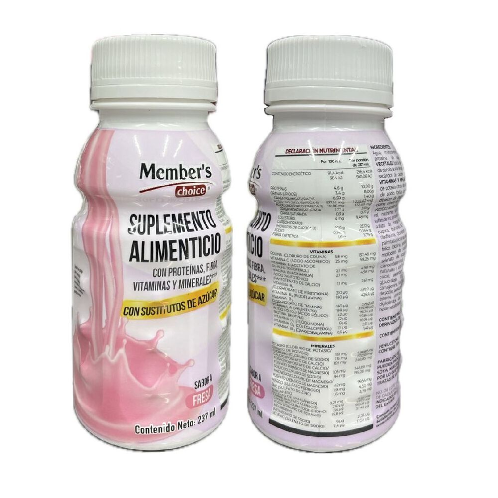 Suplemento alimenticio Member&acute;s Choice sin azucar Fresa 237ml 16 Pack image number 1
