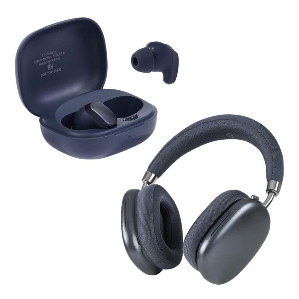 Combo Aud&iacute;fonos Inal&aacute;mbricos On Ear + TWS STF Cherry Max Azul image number 1
