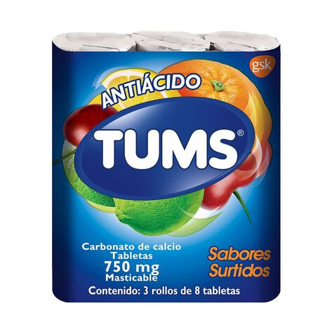 Tums Extra Surt 750Mg 3Rollos Tab Con 8
