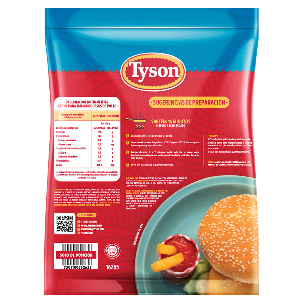 Hamburguesa de Pechuga Tyson 1.36 Kg image number 1