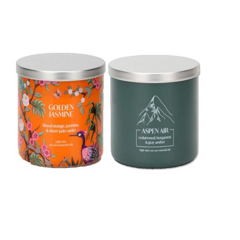 2 Pack Velas Arom&aacute;ticas Jazm&iacute;n Dorado y &Aacute;lamo Tembl&oacute;n Amari