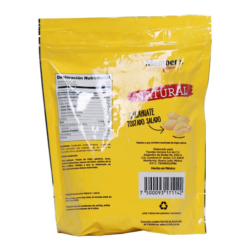 Cacahuate Sazonado Tostado Member's Choice 950 g image number 1