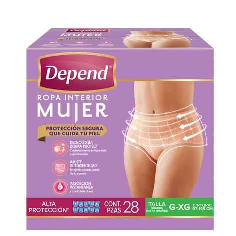 Ropa Interior Mujer Depend Grande C/28 Pzas