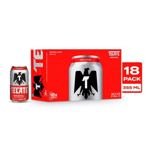 Cerveza Clara Tecate Original Lata 18/355 ml