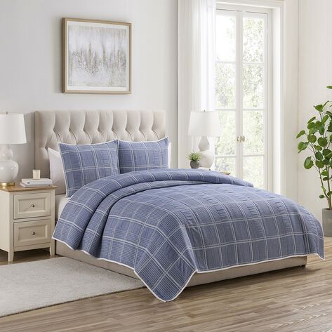 Set Quilt Matelasse F/Q Azul Dream Home