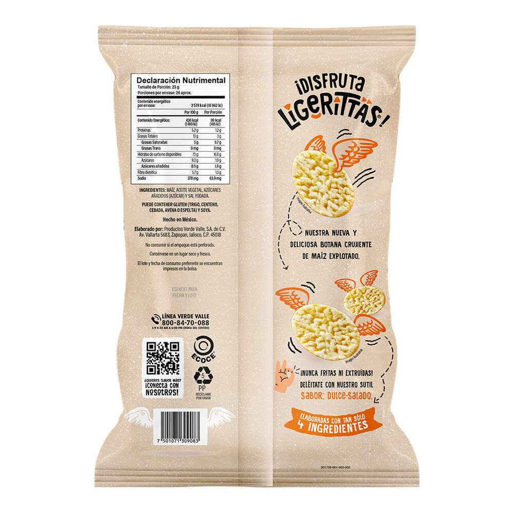 Botana Crujiente de Maiz Ligerittas 600 g image number 1