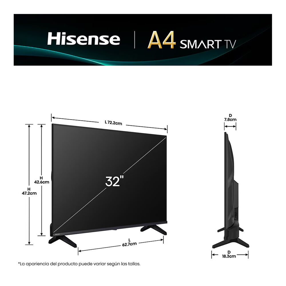 Pantalla 32" Hisense UHD VIDAA Smart TV 32A4NV image number 2