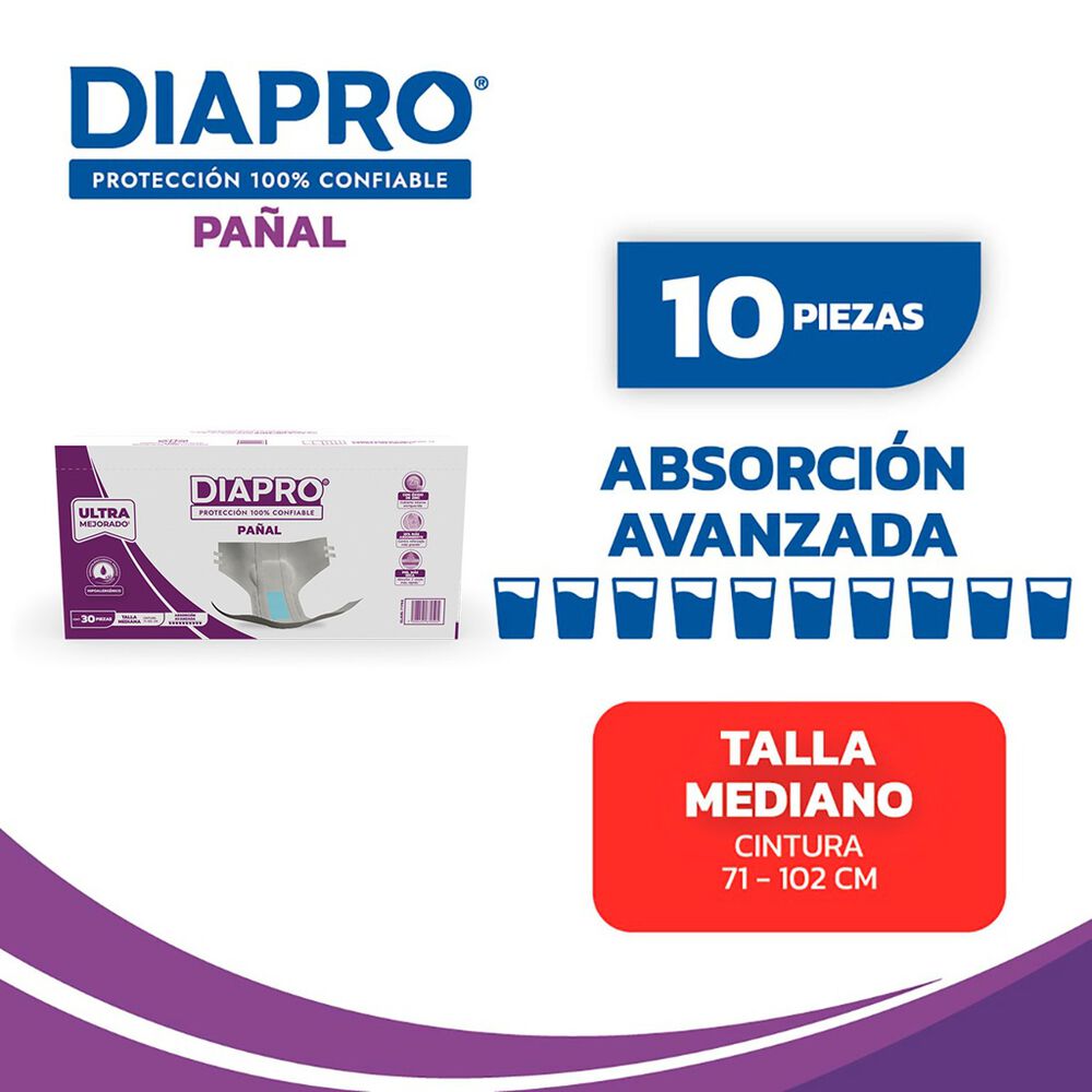 Pa&ntilde;al Talla Mediana Diapro C/30 Pzas image number 4