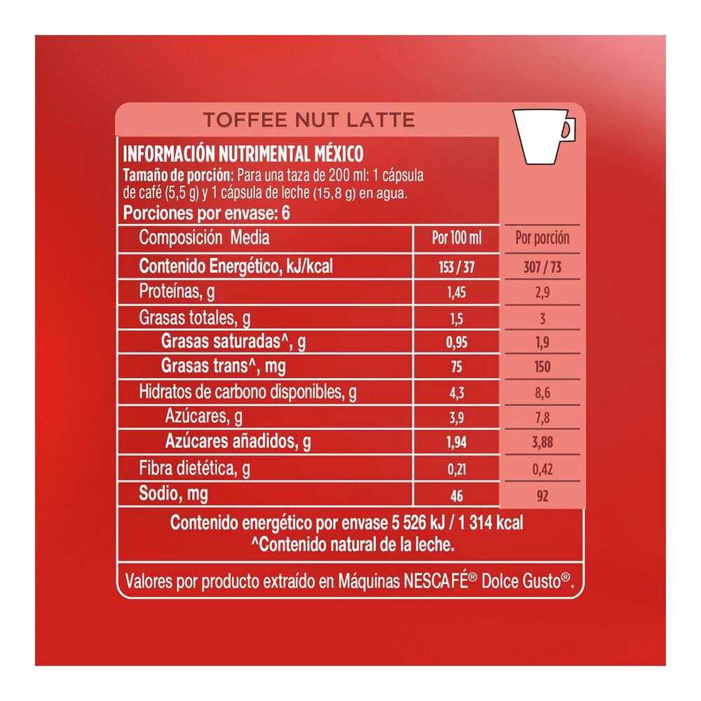 C&aacute;psulas Toffee Nut  Latte Starbucks 1/36 pzs image number 3