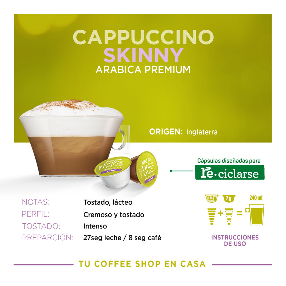 C&aacute;psulas para Caf&eacute; Cappuccino Skinny Nescaf&eacute; Dolce Gusto 48 pzas image number 4