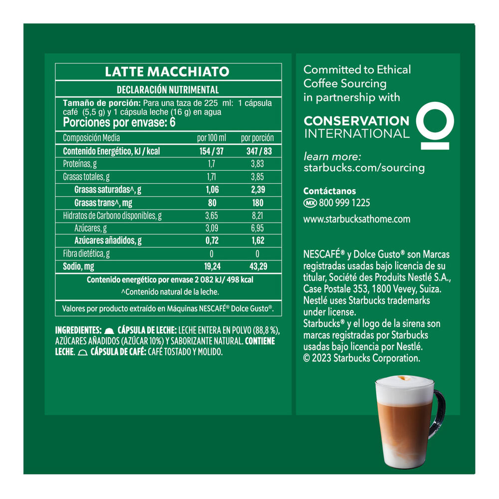 Caf&eacute; en c&aacute;psula Starbucks by Nescaf&eacute; Dolce Gusto Latte Macchiato 12 C&aacute;psulas image number 2