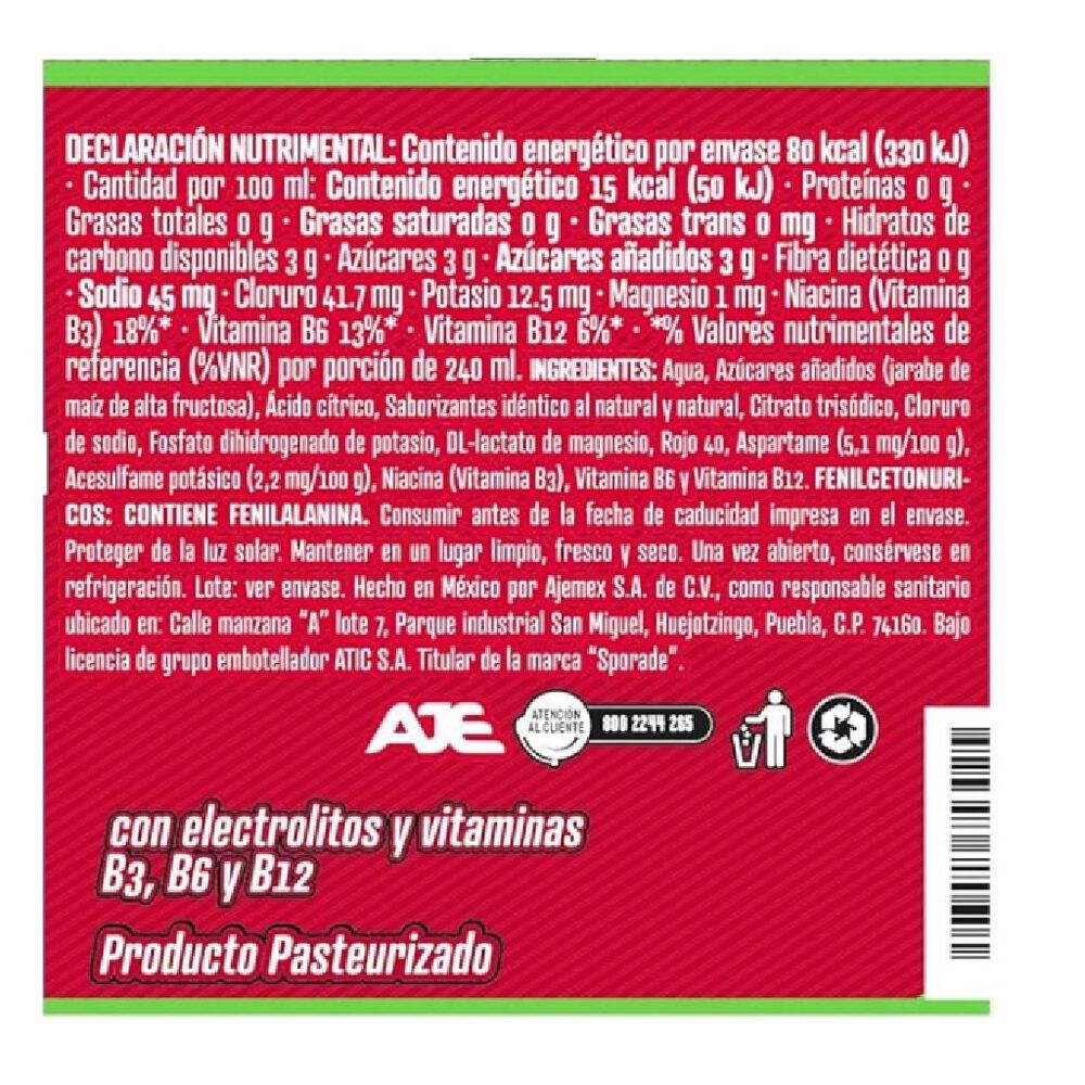 Bebida Isotonica Sabor Ponche Sporade 6/625 ml image number 3