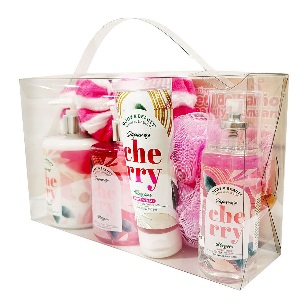Set Corporal con Crema, Loci&oacute;n, Jabones Aroma Cherry y Accesorios Body & Beauty 6 pz image number 1
