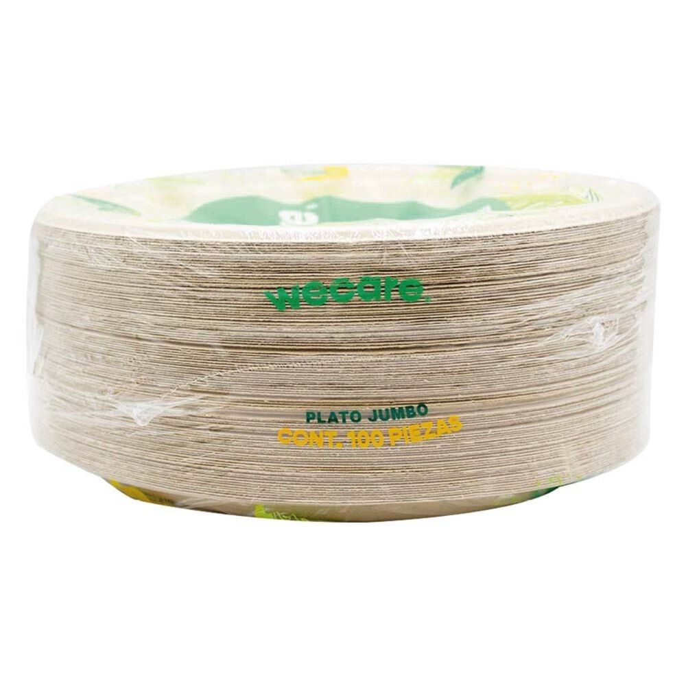 Plato Liso Jumbo Compostable WeCare 100 pzas image number 2