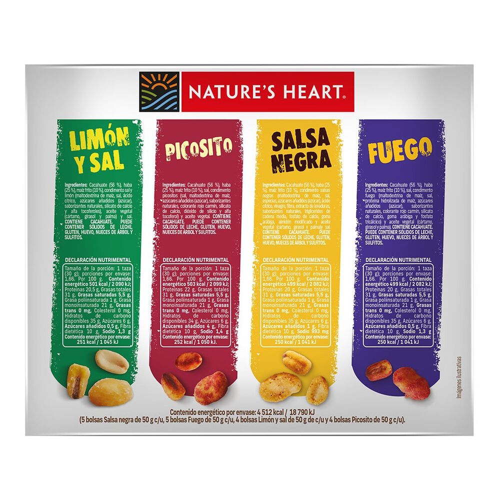 Cacahuates mix varios sabores Nature's Heart 18/50 g image number 1