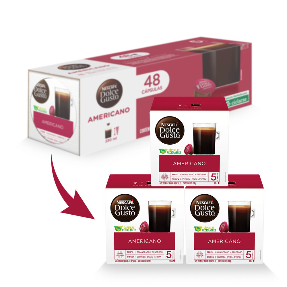 C&aacute;psulas para Caf&eacute; Americano Nescaf&eacute; Dolce Gusto 48 pzas image number 3