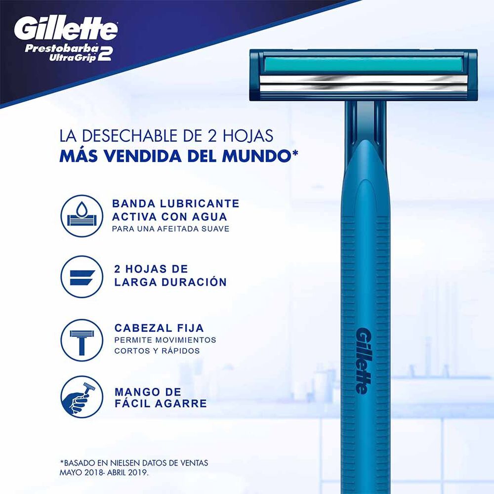Rastrillo Prestobarba 2 Ultragrip Gillete 20 pzas image number 1