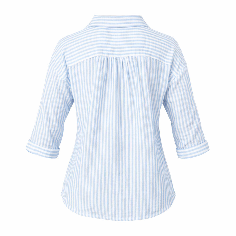 Blusa M/Corta Dama Blanca Rayas Azul TG American College image number 1
