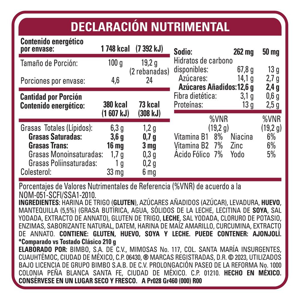 Mini Pan Tostado Mantequilla Bimbo 1/460 g image number 1