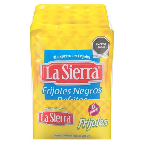Frijoles Negros Refritos La Sierra 6/430 g