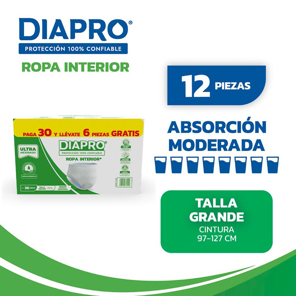 Ropa Interior Diapro Talla Grande 30+6 Pzas image number 2