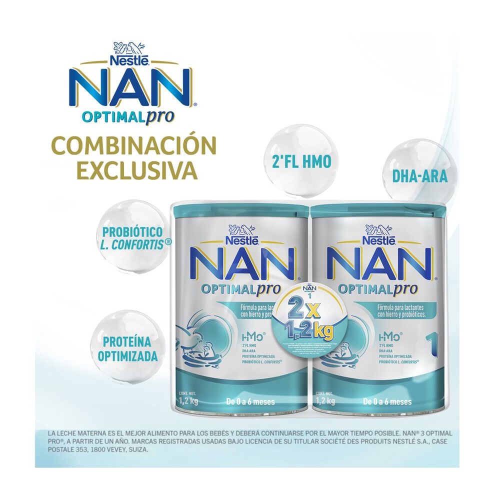 F&oacute;rmula Infantil Etapa 1 Nan Optimal Pro 2/1.2 Kg image number 5