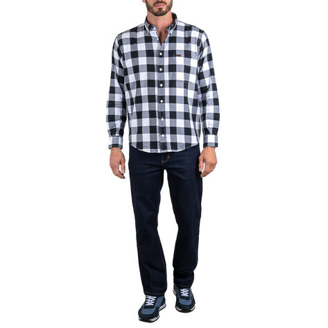 Camisa de Franela Manga Larga Cuadros Negro G Lee