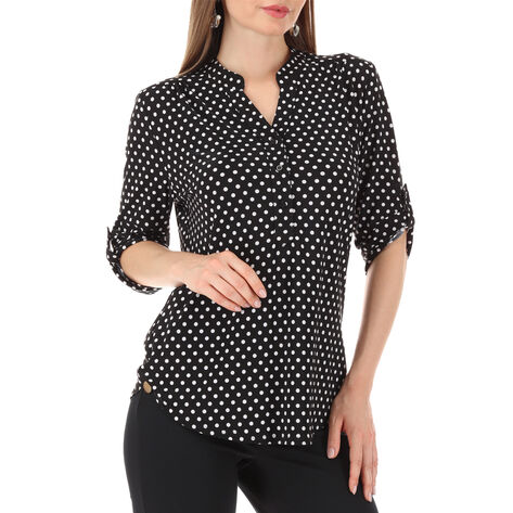 Blusa manga 3/4 botones al frente negro talla M Nine West