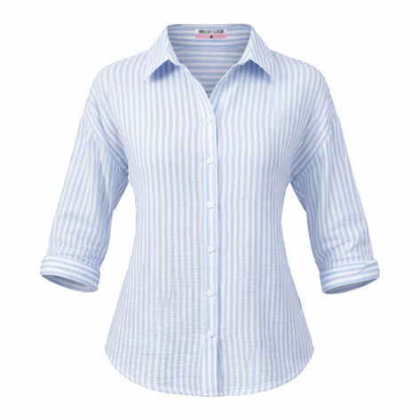 Blusa M/Corta Dama Blanca Rayas Azul TG American College