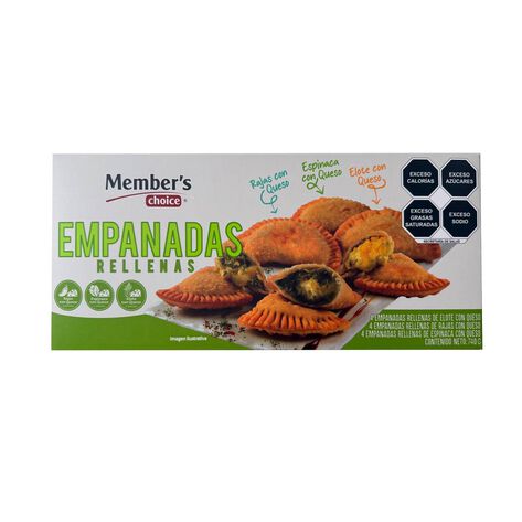 Empanadas Rellenas Elote, Rajas y Espinacas 12pz 740 gr