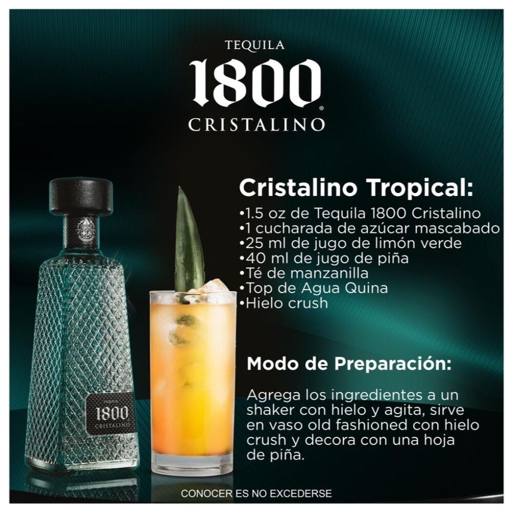 Tequila 1800 Cristalino Añejo 700 ml image number 1
