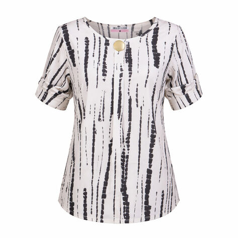 Blusa Manga 3/4 Con Estampado Blanco/Negro G American College