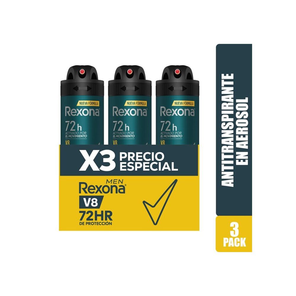 Antitranspirante en Aerosol para Caballero V8 Rexona 3/148 g image number 1