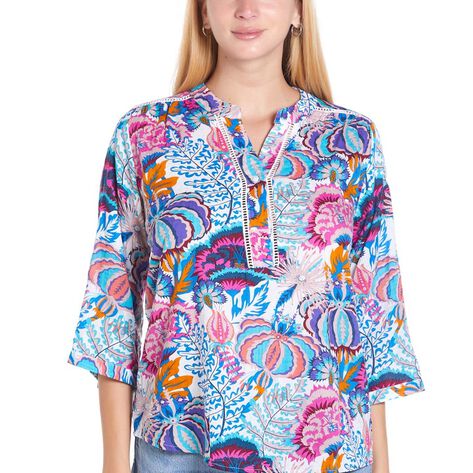 Blusa Manga 3/4 Tipo Boho Multicolor talla M Ann Miller