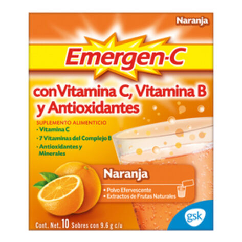 Emergen-C Vitamina C En Polvo Sabor Naranja Con 10 Piezas