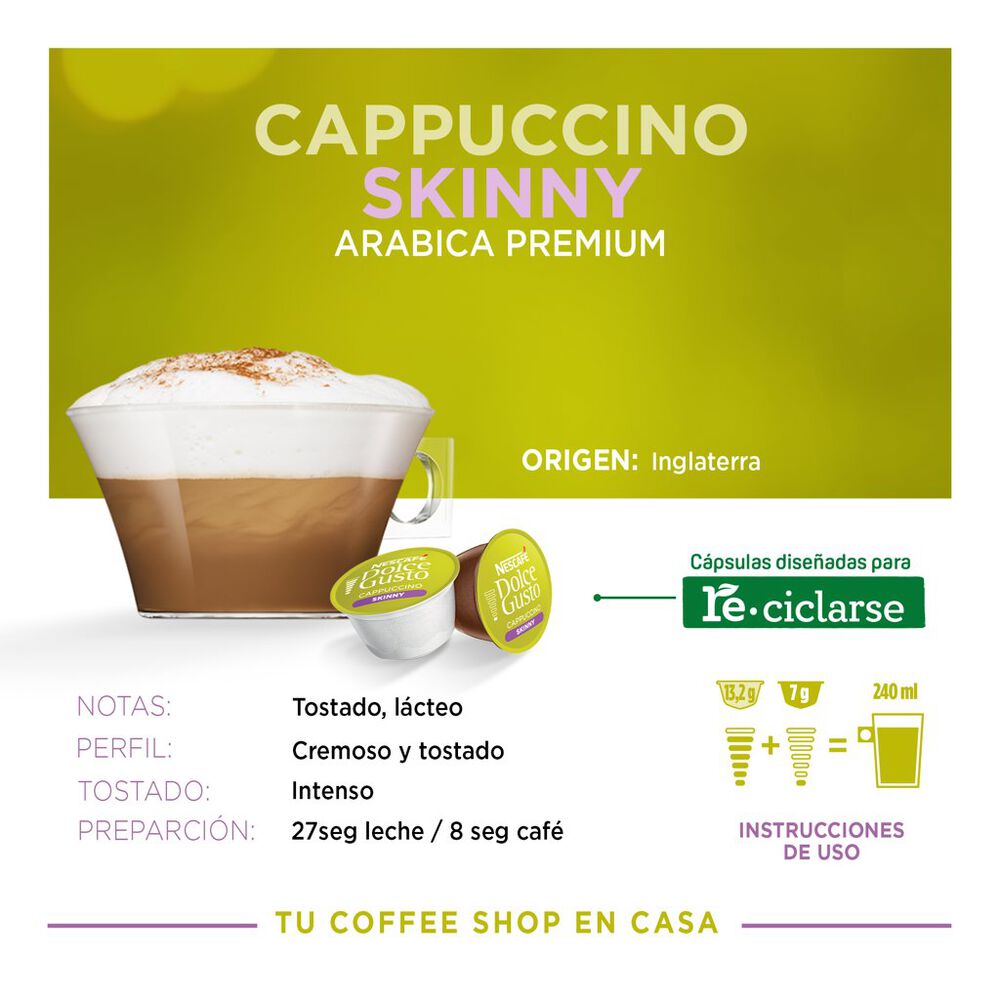 Cápsulas para Café Cappuccino Skinny Nescafé Dolce Gusto 48 pzas image number 4