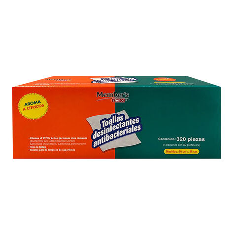 Toallita Desinfectante Member's Choice 4 / 80 pzas
