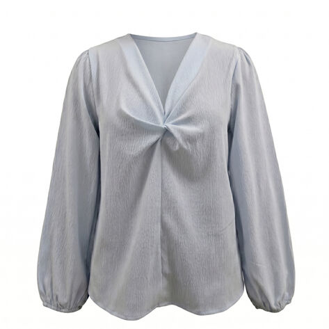 Blusa manga larga con el&aacute;stico en pu&ntilde;o azul talla EG RC Collections